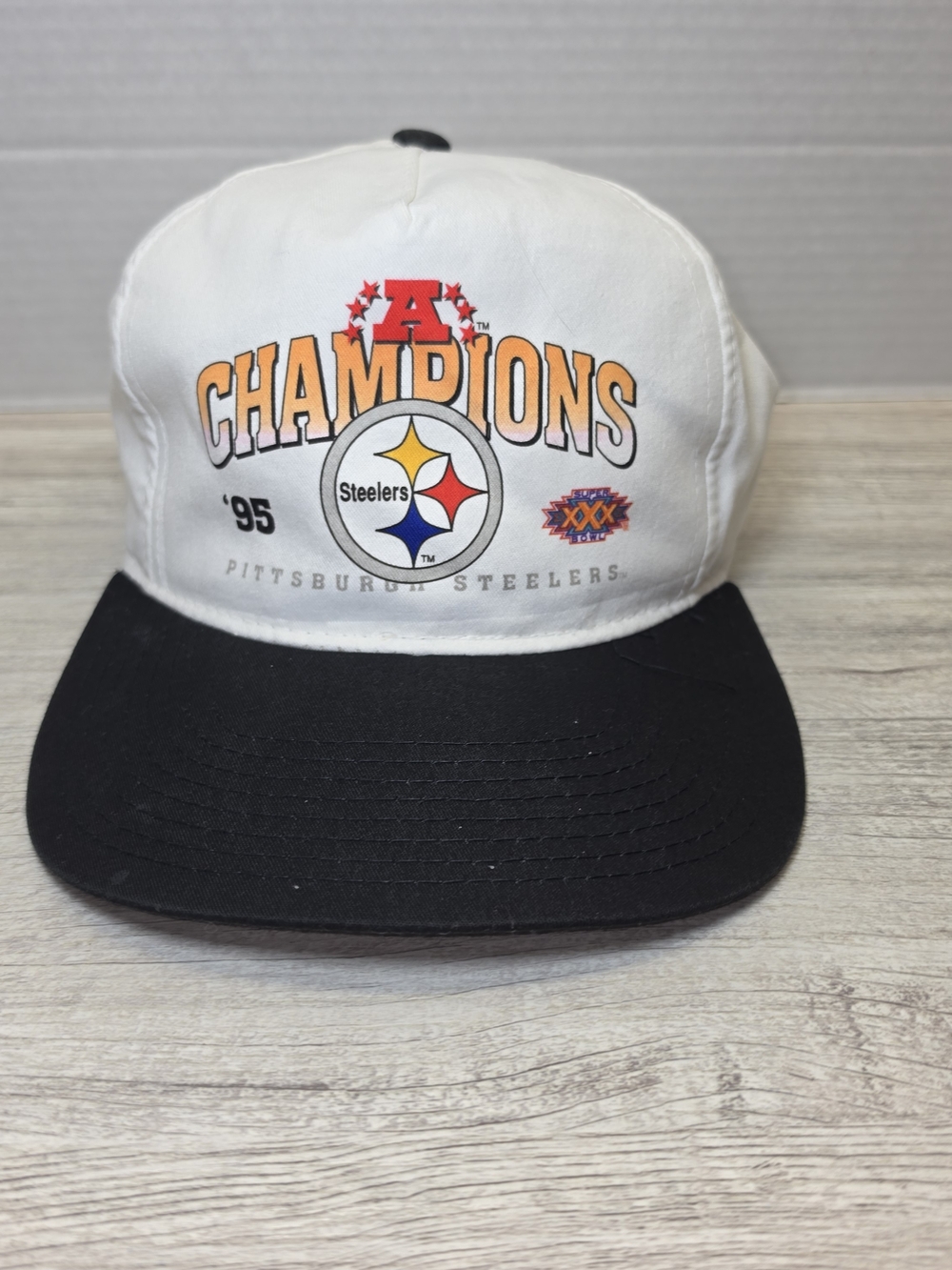 Vintage New Era Pittsburgh Steelers '95 Championship Snap Back Hat Adult White